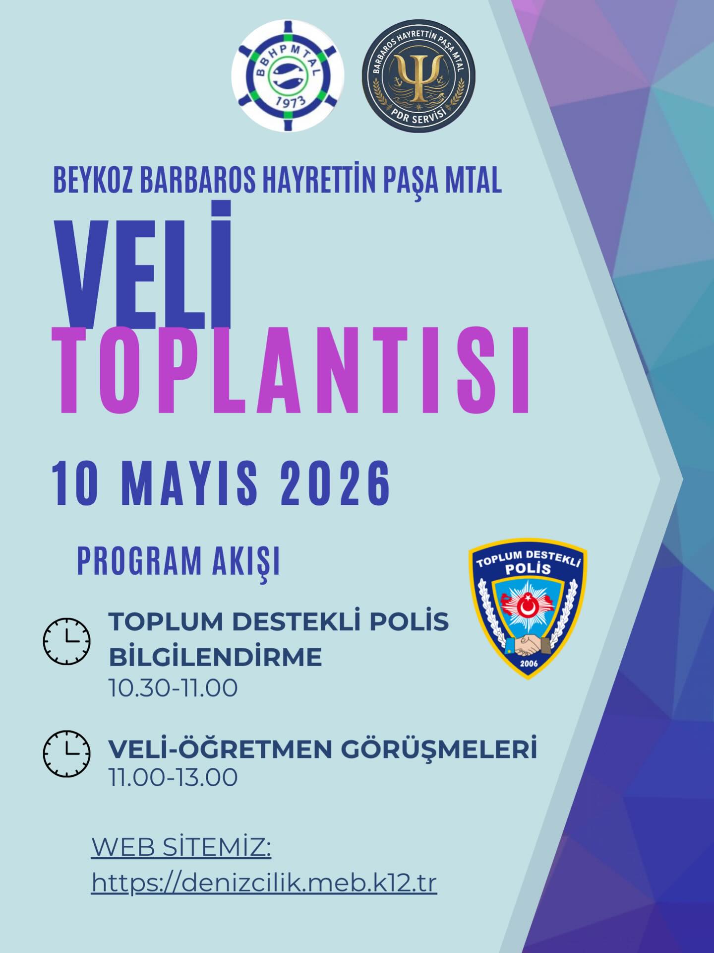 📢 10 Mayıs 2026 Pazar günü saat 10.30’da başlayacak olan veli toplantımıza tüm velileri…